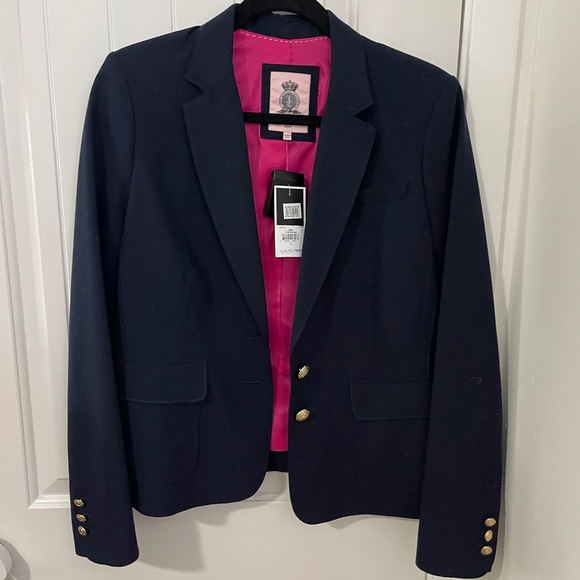 Juicy Couture Navy Blazer with Pink Interior - Picture 1 of 4